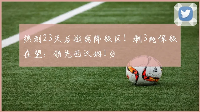 热刺23天后逃离降级区！剩3轮保级在望，领先西汉姆1分